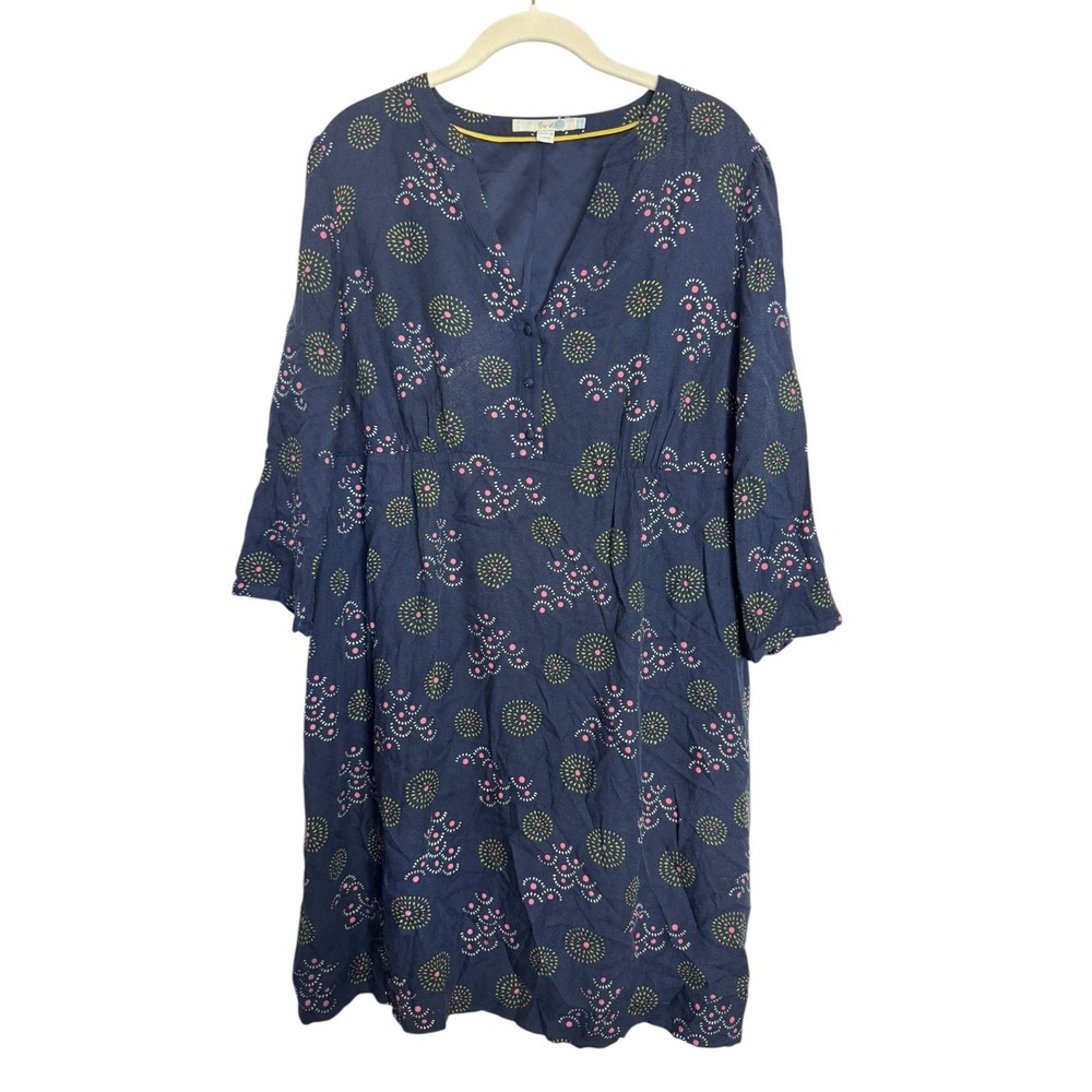 Boden Martha Dress Women's 14R Navy England Style Casual Chic‎ Bohemian Feminine